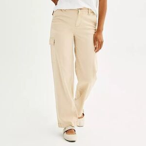 SONOMA Cargo Utility Pants Womens 6 Beige Straight Leg Stretch NEW